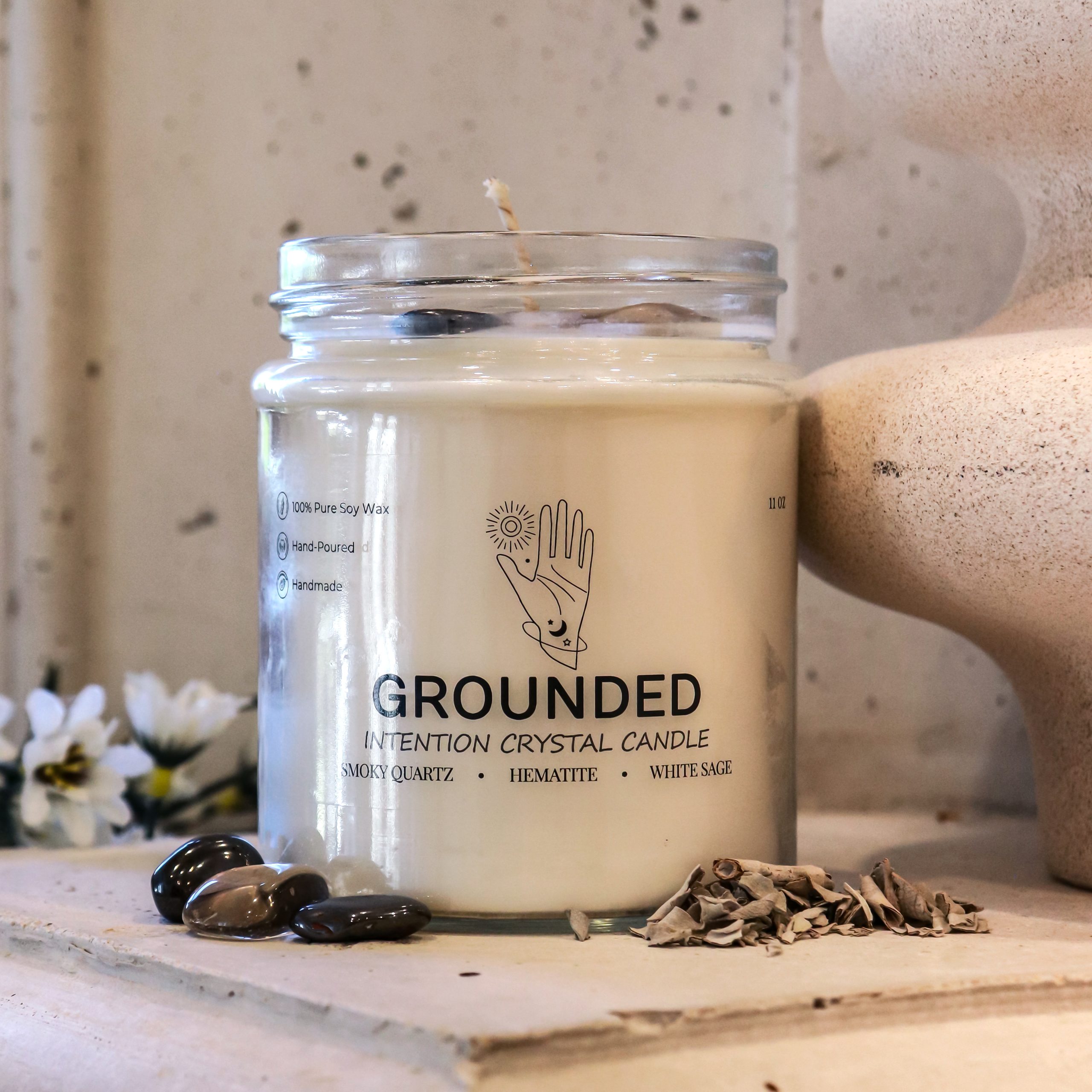 Grounded Intention Crystal Candle