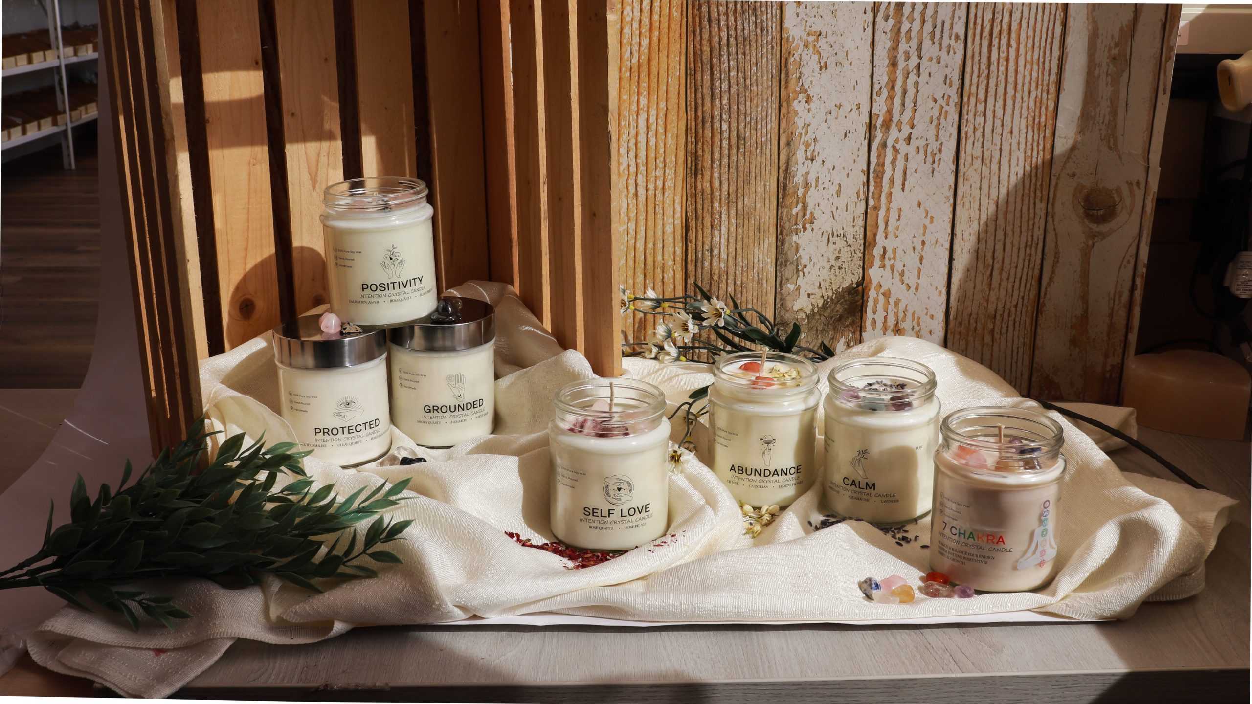 10 Twenty One Intention Crystal Candles collection